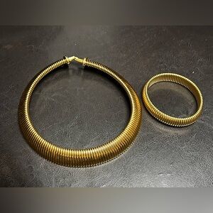 Vintage Monet Gold Necklace and Bracelet Set